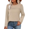 image:imageWIHOLL Womens Lace Long Sleeve Shirts Fall Tops Fashion Dressy Casual Lightweight Sweaters Mesh Clothes Trendy Waffle KnitAoatmeal