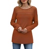 image:imageWIHOLL Womens Lace Long Sleeve Shirts Fall Tops Fashion Dressy Casual Lightweight Sweaters Mesh Clothes Trendy Waffle KnitBcaramel