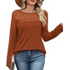 image:imageWIHOLL Womens Lace Long Sleeve Shirts Fall Tops Fashion Dressy Casual Lightweight Sweaters Mesh Clothes Trendy Waffle KnitBcaramel