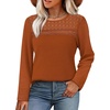 image:imageWIHOLL Womens Lace Long Sleeve Shirts Fall Tops Fashion Dressy Casual Lightweight Sweaters Mesh Clothes Trendy Waffle KnitBcaramel