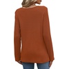 image:imageWIHOLL Womens Lace Long Sleeve Shirts Fall Tops Fashion Dressy Casual Lightweight Sweaters Mesh Clothes Trendy Waffle KnitBcaramel