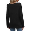 image:imageWIHOLL Womens Lace Long Sleeve Shirts Fall Tops Fashion Dressy Casual Lightweight Sweaters Mesh Clothes Trendy Waffle KnitCblack