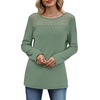 image:imageWIHOLL Womens Lace Long Sleeve Shirts Fall Tops Fashion Dressy Casual Lightweight Sweaters Mesh Clothes Trendy Waffle KnitDgreen