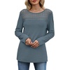 image:imageWIHOLL Womens Lace Long Sleeve Shirts Fall Tops Fashion Dressy Casual Lightweight Sweaters Mesh Clothes Trendy Waffle KnitDreal Teal