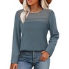 image:imageWIHOLL Womens Lace Long Sleeve Shirts Fall Tops Fashion Dressy Casual Lightweight Sweaters Mesh Clothes Trendy Waffle KnitDreal Teal
