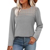 image:imageWIHOLL Womens Lace Long Sleeve Shirts Fall Tops Fashion Dressy Casual Lightweight Sweaters Mesh Clothes Trendy Waffle KnitEgrey