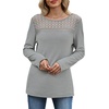 image:imageWIHOLL Womens Lace Long Sleeve Shirts Fall Tops Fashion Dressy Casual Lightweight Sweaters Mesh Clothes Trendy Waffle KnitEgrey