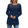 image:imageWIHOLL Womens Lace Long Sleeve Shirts Fall Tops Fashion Dressy Casual Lightweight Sweaters Mesh Clothes Trendy Waffle KnitFnavy Blue