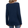 image:imageWIHOLL Womens Lace Long Sleeve Shirts Fall Tops Fashion Dressy Casual Lightweight Sweaters Mesh Clothes Trendy Waffle KnitFnavy Blue