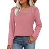 image:imageWIHOLL Womens Lace Long Sleeve Shirts Fall Tops Fashion Dressy Casual Lightweight Sweaters Mesh Clothes Trendy Waffle KnitHpink