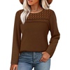 image:imageWIHOLL Womens Lace Long Sleeve Shirts Fall Tops Fashion Dressy Casual Lightweight Sweaters Mesh Clothes Trendy Waffle KnitIcoffee