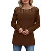 image:imageWIHOLL Womens Lace Long Sleeve Shirts Fall Tops Fashion Dressy Casual Lightweight Sweaters Mesh Clothes Trendy Waffle KnitIcoffee