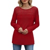 image:imageWIHOLL Womens Lace Long Sleeve Shirts Fall Tops Fashion Dressy Casual Lightweight Sweaters Mesh Clothes Trendy Waffle KnitIred