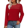 image:imageWIHOLL Womens Lace Long Sleeve Shirts Fall Tops Fashion Dressy Casual Lightweight Sweaters Mesh Clothes Trendy Waffle KnitIred