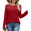image:imageWIHOLL Womens Lace Long Sleeve Shirts Fall Tops Fashion Dressy Casual Lightweight Sweaters Mesh Clothes Trendy Waffle KnitIred