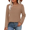 image:imageWIHOLL Womens Lace Long Sleeve Shirts Fall Tops Fashion Dressy Casual Lightweight Sweaters Mesh Clothes Trendy Waffle KnitJkhaki