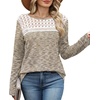 image:imageWIHOLL Womens Lace Long Sleeve Shirts Fall Tops Fashion Dressy Casual Lightweight Sweaters Mesh Clothes Trendy Waffle KnitKfantasy Khaki