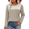 image:imageWIHOLL Womens Lace Long Sleeve Shirts Fall Tops Fashion Dressy Casual Lightweight Sweaters Mesh Clothes Trendy Waffle KnitKfantasy Khaki