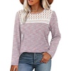 image:imageWIHOLL Womens Lace Long Sleeve Shirts Fall Tops Fashion Dressy Casual Lightweight Sweaters Mesh Clothes Trendy Waffle KnitKfantasy Pink