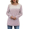 image:imageWIHOLL Womens Lace Long Sleeve Shirts Fall Tops Fashion Dressy Casual Lightweight Sweaters Mesh Clothes Trendy Waffle KnitKfantasy Pink