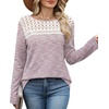 image:imageWIHOLL Womens Lace Long Sleeve Shirts Fall Tops Fashion Dressy Casual Lightweight Sweaters Mesh Clothes Trendy Waffle KnitKfantasy Pink