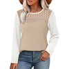 image:imageWIHOLL Womens Lace Long Sleeve Shirts Fall Tops Fashion Dressy Casual Lightweight Sweaters Mesh Clothes Trendy Waffle KnitLbeige White