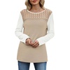 image:imageWIHOLL Womens Lace Long Sleeve Shirts Fall Tops Fashion Dressy Casual Lightweight Sweaters Mesh Clothes Trendy Waffle KnitLbeige White