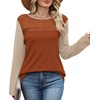 image:imageWIHOLL Womens Lace Long Sleeve Shirts Fall Tops Fashion Dressy Casual Lightweight Sweaters Mesh Clothes Trendy Waffle KnitLcaramel Beige