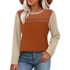 image:imageWIHOLL Womens Lace Long Sleeve Shirts Fall Tops Fashion Dressy Casual Lightweight Sweaters Mesh Clothes Trendy Waffle KnitLcaramel Beige