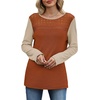 image:imageWIHOLL Womens Lace Long Sleeve Shirts Fall Tops Fashion Dressy Casual Lightweight Sweaters Mesh Clothes Trendy Waffle KnitLcaramel Beige