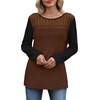 image:imageWIHOLL Womens Lace Long Sleeve Shirts Fall Tops Fashion Dressy Casual Lightweight Sweaters Mesh Clothes Trendy Waffle KnitLcoffee Black