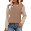 image:imageWIHOLL Womens Lace Long Sleeve Shirts Fall Tops Fashion Dressy Casual Lightweight Sweaters Mesh Clothes Trendy Waffle KnitLkhaki Beige