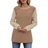image:imageWIHOLL Womens Lace Long Sleeve Shirts Fall Tops Fashion Dressy Casual Lightweight Sweaters Mesh Clothes Trendy Waffle KnitLkhaki Beige