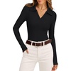 image:imageWIHOLL Womens Long Sleeve Shirts Collared Neck Business Casual Fitted TopsAblack