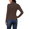 image:imageWIHOLL Womens Long Sleeve Shirts Collared Neck Business Casual Fitted TopsAchocolate Brown