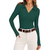 image:imageWIHOLL Womens Long Sleeve Shirts Collared Neck Business Casual Fitted TopsAgreen