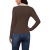 image:imageWIHOLL Womens Long Sleeve Shirts Collared Neck Business Casual Fitted TopsCchocolate Brownapricot