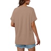 image:imageWIHOLL Womens Oversized V Neck Tshirts Plus Size Summer Tops 2026 Short Rolled Sleeve Shirts Dressy Casual Blouses S4XLBeige