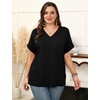 image:imageWIHOLL Womens Oversized V Neck Tshirts Plus Size Summer Tops 2026 Short Rolled Sleeve Shirts Dressy Casual Blouses S4XLBlack