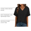 image:imageWIHOLL Womens Oversized V Neck Tshirts Plus Size Summer Tops 2026 Short Rolled Sleeve Shirts Dressy Casual Blouses S4XLBlack