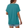 image:imageWIHOLL Womens Oversized V Neck Tshirts Plus Size Summer Tops 2026 Short Rolled Sleeve Shirts Dressy Casual Blouses S4XLBlue Green