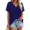 image:imageWIHOLL Womens Oversized V Neck Tshirts Plus Size Summer Tops 2026 Short Rolled Sleeve Shirts Dressy Casual Blouses S4XLDark Blue