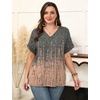 image:imageWIHOLL Womens Oversized V Neck Tshirts Plus Size Summer Tops 2026 Short Rolled Sleeve Shirts Dressy Casual Blouses S4XLPrint 01