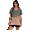 image:imageWIHOLL Womens Oversized V Neck Tshirts Plus Size Summer Tops 2026 Short Rolled Sleeve Shirts Dressy Casual Blouses S4XLPrint 01