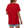 image:imageWIHOLL Womens Oversized V Neck Tshirts Plus Size Summer Tops 2026 Short Rolled Sleeve Shirts Dressy Casual Blouses S4XLRed