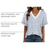 image:imageWIHOLL Womens Oversized V Neck Tshirts Plus Size Summer Tops 2026 Short Rolled Sleeve Shirts Dressy Casual Blouses S4XLStripe Blue