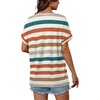 image:imageWIHOLL Womens Oversized V Neck Tshirts Plus Size Summer Tops 2026 Short Rolled Sleeve Shirts Dressy Casual Blouses S4XLStripe Color