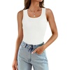 image:imageWIHOLL Womens Ribbed Tank Tops 2025 Summer Scoop Neck Slim Fitted Tops Casual Basic Knit Sleeveless ShirtsBwhite