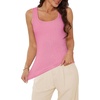 image:imageWIHOLL Womens Ribbed Tank Tops 2025 Summer Scoop Neck Slim Fitted Tops Casual Basic Knit Sleeveless ShirtsEhot Pink