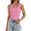 image:imageWIHOLL Womens Ribbed Tank Tops 2025 Summer Scoop Neck Slim Fitted Tops Casual Basic Knit Sleeveless ShirtsEhot Pink
